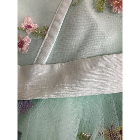 Womens Embroidered Floral Tulle Mini Dress 6 Green Cottage Forest Fairy Party - Picture 7 of 7